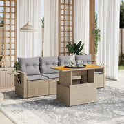 Loungeset 5-delig poly rattan beige