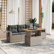 Loungeset 5-delig poly rattan grijs