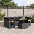 7-Delige Loungeset Met Kussens Poly Rattan Zwart