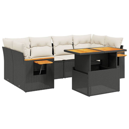 7-Delige Loungeset Met Kussens Poly Rattan Zwart