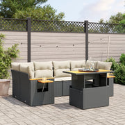 Loungeset 7-delig poly rattan zwart