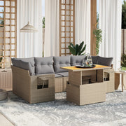 Loungeset 7-delig poly rattan beige