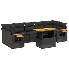 8-Delige Loungeset Met Kussens Poly Rattan Zwart