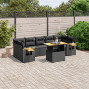 Loungeset 8-delig poly rattan zwart