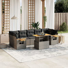 8-delige Loungeset met kussens poly rattan grijs