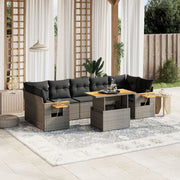 Loungeset poly rattan grijs 8-delig