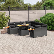Loungeset 9-delig poly rattan zwart