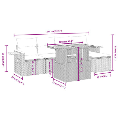 6-Delige Loungeset Met Kussens Poly Rattan Zwart