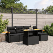 Loungeset 6-delig poly rattan zwart