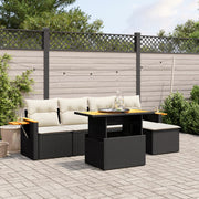 Loungeset 6-delig poly rattan zwart
