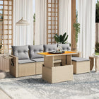 6-piece Lounge Set with cushions poly rattan beige