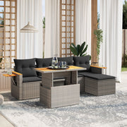 Loungeset 6-delig poly rattan grijs