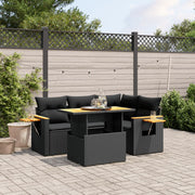 Loungeset 5-delig poly rattan zwart