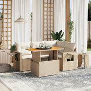 Loungeset 5-delig poly rattan beige