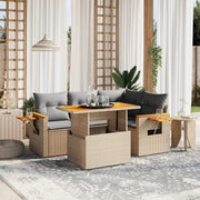 Loungeset 5-delig poly rattan beige