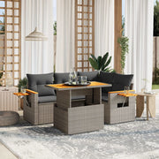 Loungeset 5-delig poly rattan grijs