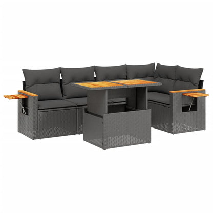 6-Delige Loungeset Met Kussens Poly Rattan Zwart