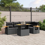 Loungeset 6-delig poly rattan zwart