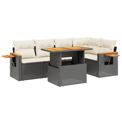 6-Delige Loungeset Met Kussens Poly Rattan Zwart