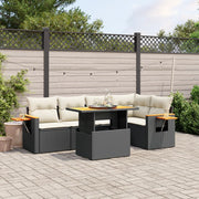 Loungeset 6-delig poly rattan zwart
