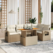 Loungeset poly rattan 6-delig beige