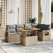 Loungeset 6-delig poly rattan beige