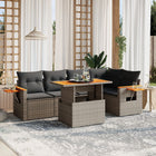 6-piece Lounge Set with Cushions Poly Rattan Grey