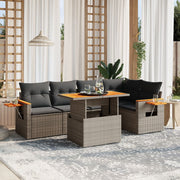 Loungeset 6-delig poly rattan grijs