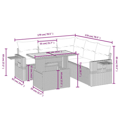 6-Delige Loungeset Met Kussens Poly Rattan Zwart