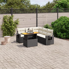 Loungeset 6-delig poly rattan zwart