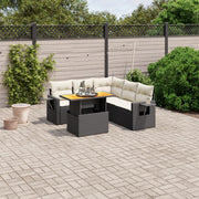 Loungeset 6-delig poly rattan zwart