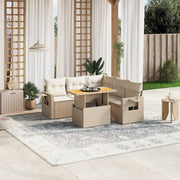 Loungeset 6-delig poly rattan beige