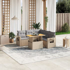 6-piece Lounge Set with cushions poly rattan beige