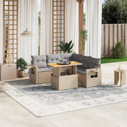Loungeset 6-delig poly rattan beige