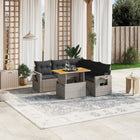 6-piece Lounge Set with Cushions Poly Rattan Grey