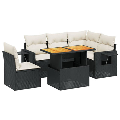6-Delige Loungeset Met Kussens Poly Rattan Zwart