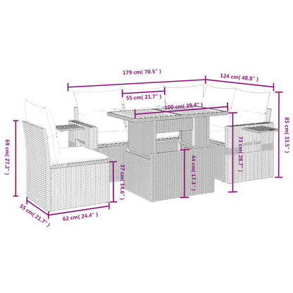 6-Delige Loungeset Met Kussens Poly Rattan Zwart
