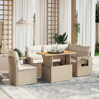 6-delige Loungeset met kussens poly rattan beige