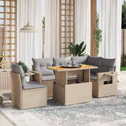 Loungeset poly rattan 6-delig beige
