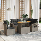 6-piece Lounge Set with Cushions Poly Rattan Grey