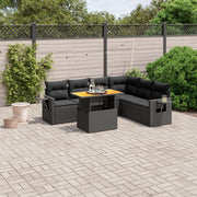 Loungeset 7-delig poly rattan zwart
