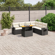 Loungeset 7-delig poly rattan zwart