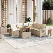 Loungeset 7-delig poly rattan beige