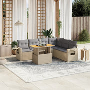 Loungeset 7-delig poly rattan beige