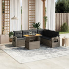 7-delige Loungeset met kussens poly rattan grijs