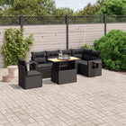 7-Delige Loungeset Met Kussens Poly Rattan Zwart