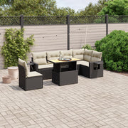 Loungeset 7-delig poly rattan zwart