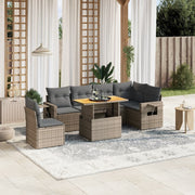 Loungeset 7-delig poly rattan grijs