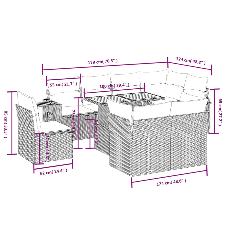 9-Delige Loungeset Met Kussens Poly Rattan Zwart