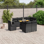 9-Delige Loungeset Met Kussens Poly Rattan Zwart